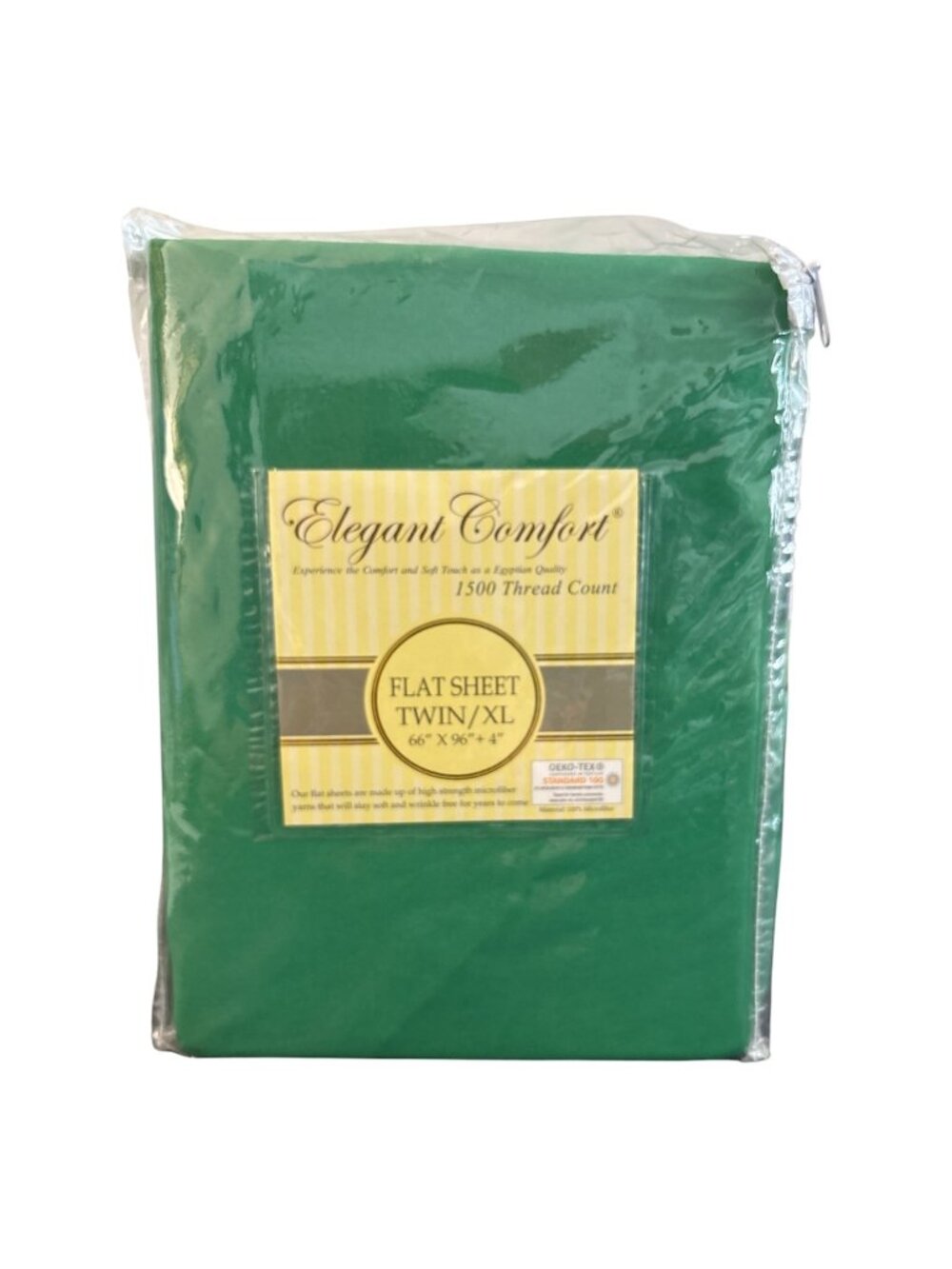 Twin XL Flat Sheet Primary Green Color BRAND NEW Elegant Comfort 1500 Thread Ct